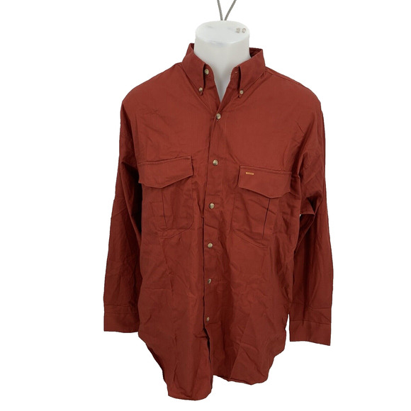 Hunting Horn Men Large Shirt Button Up Long Sleeve Adult Front Pockets L 39-14 - Picture 1 of 7